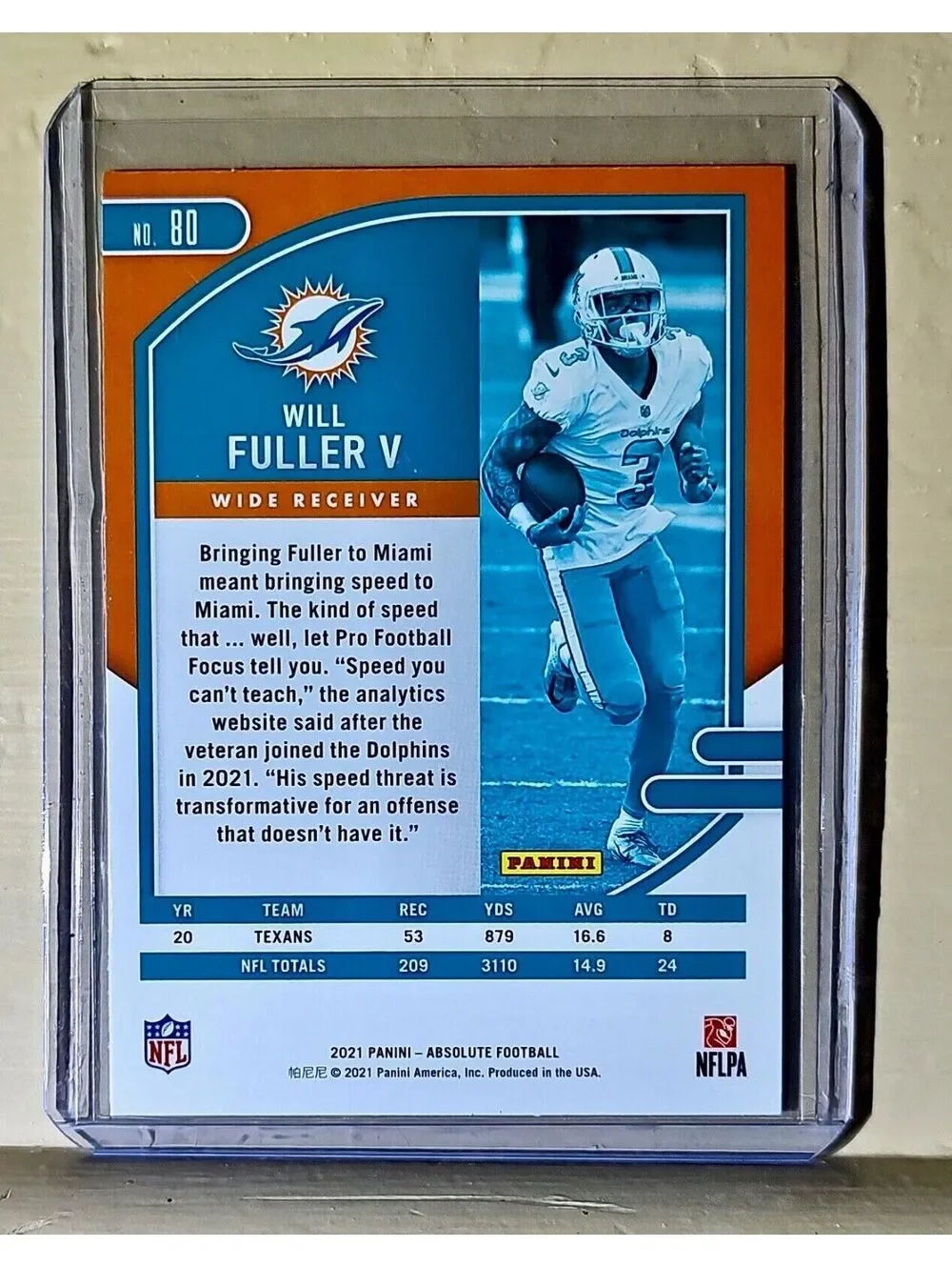 Will Fuller V 2021 Panini NFL Absolute Green Parallel Football #80 Card